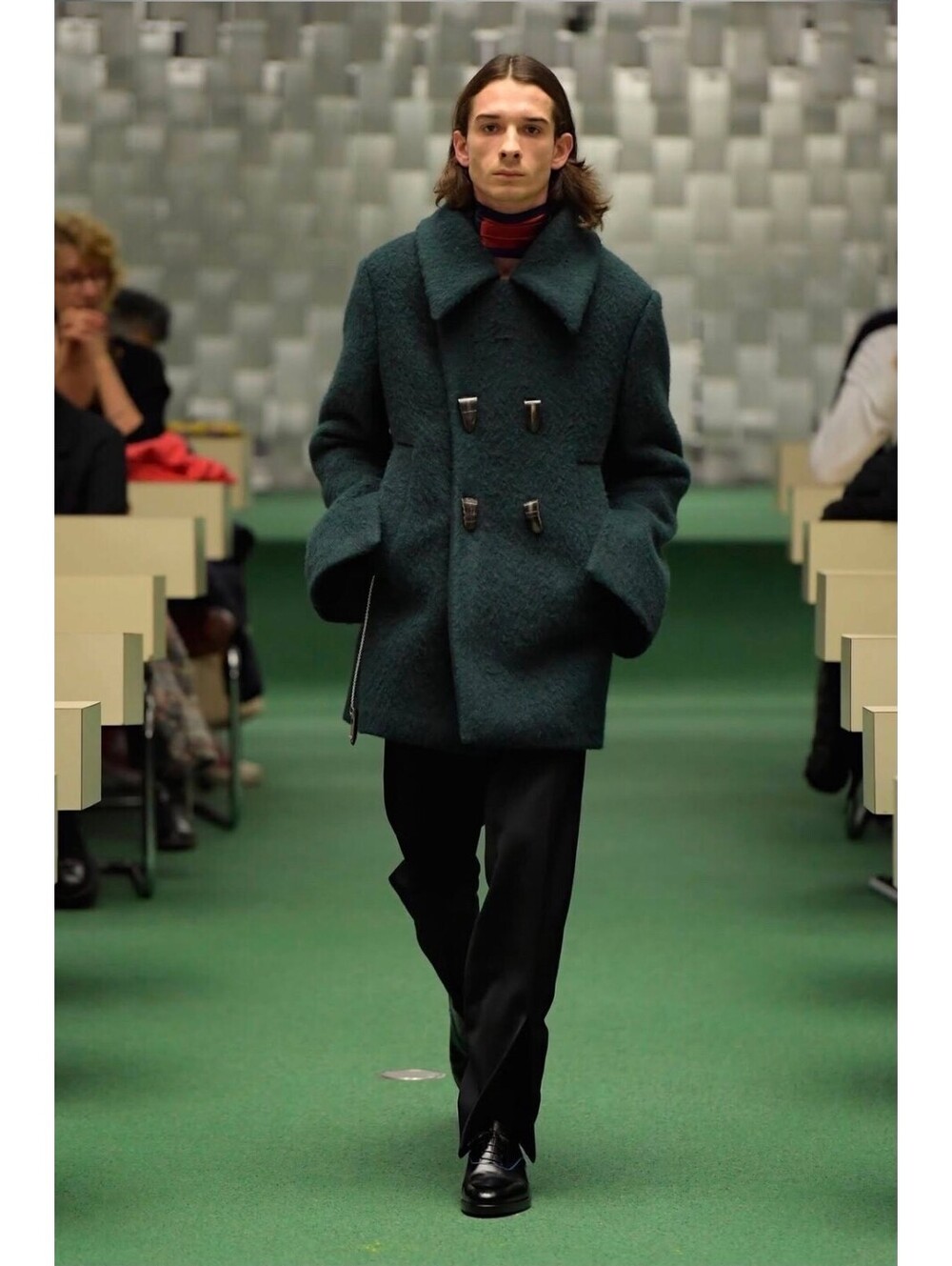 NAMACHEKO AW18 Shetland Wool black Peacoat Mens Runway